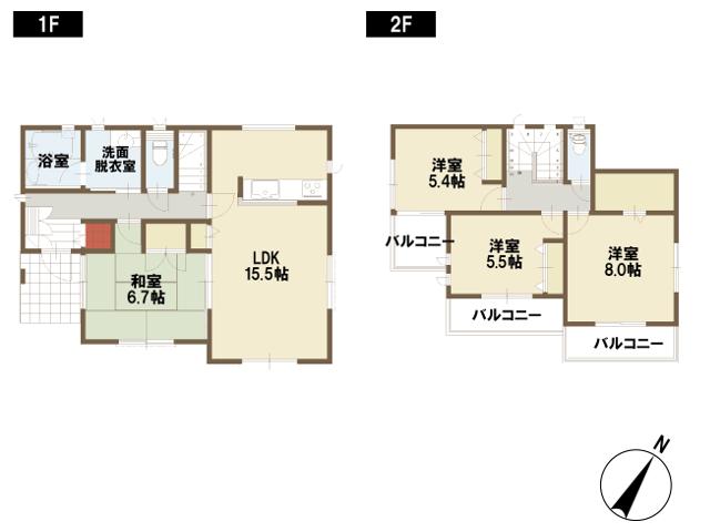 Floor plan. ((4) Building), Price 28.8 million yen, 4LDK, Land area 129.02 sq m , Building area 103.05 sq m