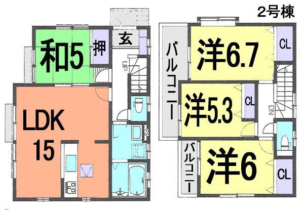 Floor plan. (Building 2), Price 18,800,000 yen, 4LDK, Land area 141.78 sq m , Building area 90.67 sq m