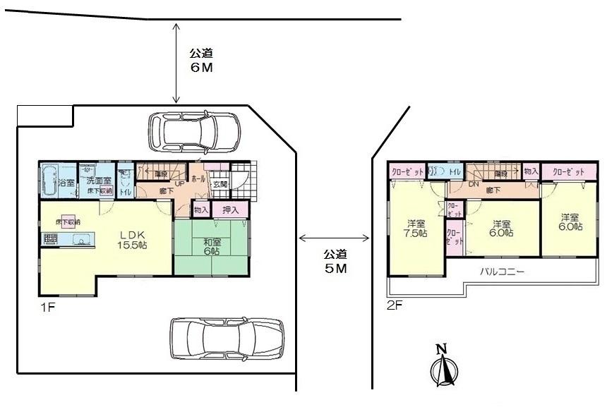 Floor plan. 22,800,000 yen, 4LDK, Land area 146.05 sq m , Building area 103.5 sq m 1 Building