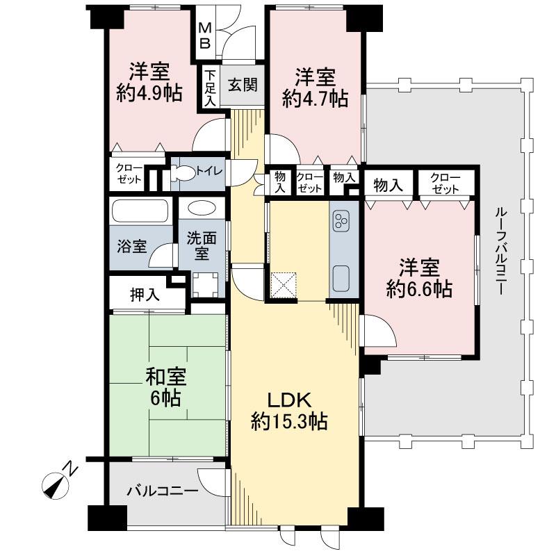 Floor plan. 4LDK, Price 19,800,000 yen, Occupied area 81.34 sq m , Balcony area 4.76 sq m