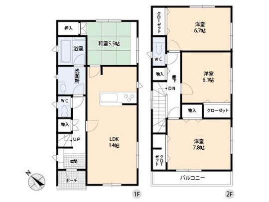 Floor plan. 21,800,000 yen, 4LDK, Land area 163.61 sq m , Building area 95.57 sq m floor plan
