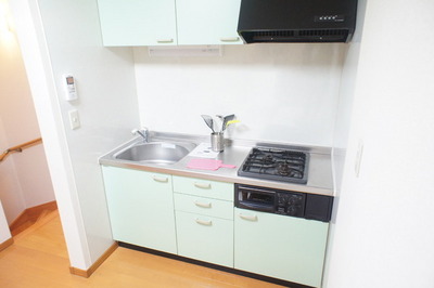 Kitchen.  ☆ Model room implementation in ☆ Two-burner stove with grill system Kitchen ☆ 