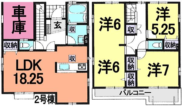 Floor plan. (Building 2), Price 31.5 million yen, 4LDK, Land area 126.5 sq m , Building area 100.3 sq m