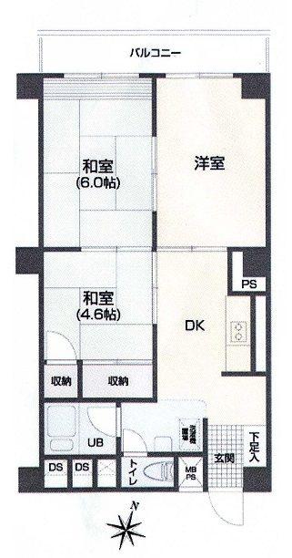Floor plan. 3DK, Price 11 million yen, Footprint 54 sq m , Balcony area 5.4 sq m