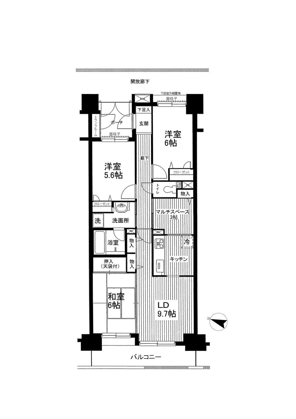 Floor plan. 3LDK, Price 18.5 million yen, Occupied area 75.72 sq m , Balcony area 9.27 sq m