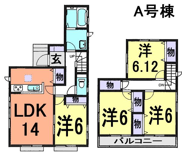 Floor plan. (A Building), Price 27,800,000 yen, 4LDK, Land area 115.54 sq m , Building area 94.19 sq m