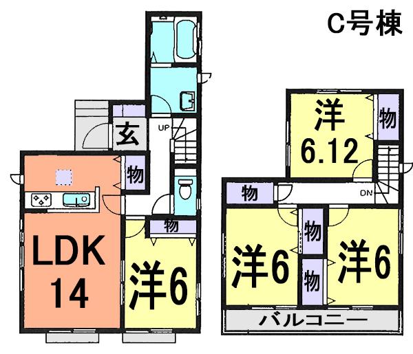 Floor plan. (C Building), Price 28,300,000 yen, 4LDK, Land area 115.46 sq m , Building area 94.19 sq m