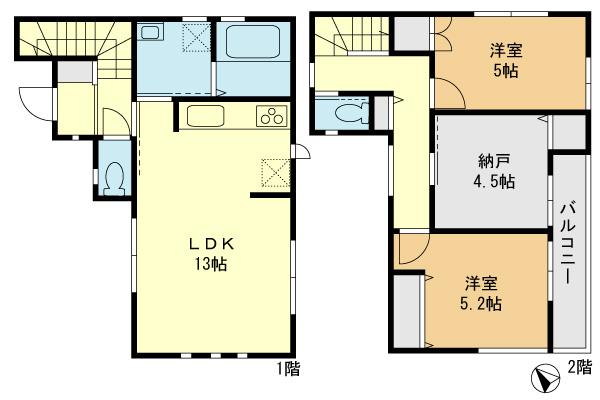 Floor plan. 23.8 million yen, 2LDK + S (storeroom), Land area 72.84 sq m , Building area 71.21 sq m