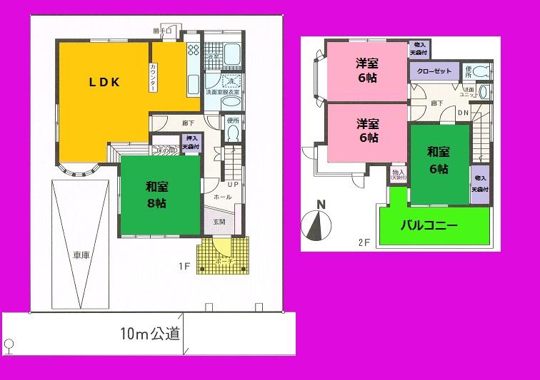 Floor plan. 22,700,000 yen, 4LDK + S (storeroom), Land area 133.79 sq m , Building area 107.28 sq m