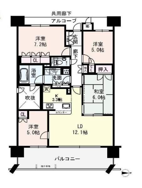 Floor plan. 4LDK, Price 31 million yen, Occupied area 83.66 sq m , Balcony area 16.4 sq m