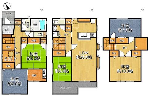 Floor plan. 29,800,000 yen, 5LDK, Land area 126.21 sq m , Building area 164.59 sq m