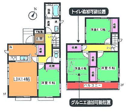 Floor plan. (C Building), Price 28,300,000 yen, 4LDK, Land area 115.46 sq m , Building area 94.19 sq m