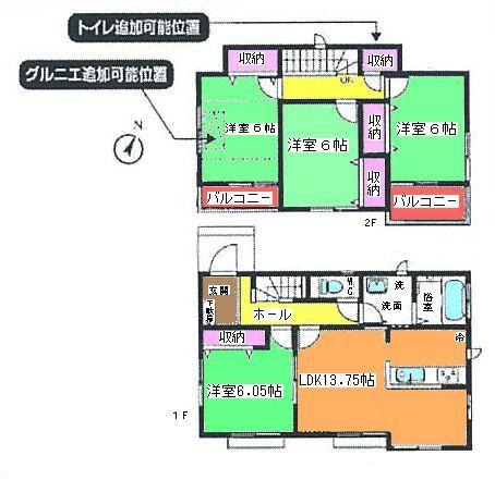 Floor plan. (F Building), Price 25,800,000 yen, 4LDK, Land area 120.55 sq m , Building area 92.73 sq m