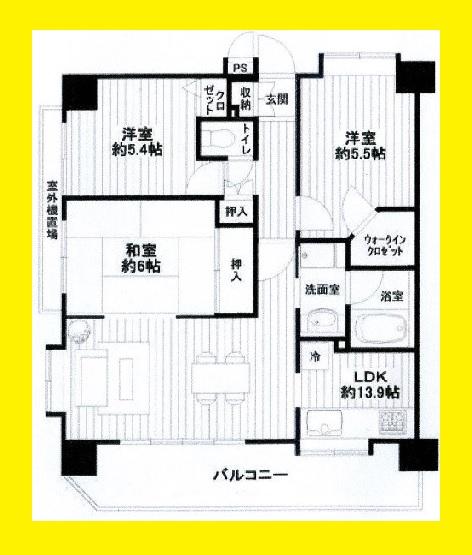 Floor plan. 3LDK, Price 17.8 million yen, Footprint 65.6 sq m , Balcony area 11.9 sq m