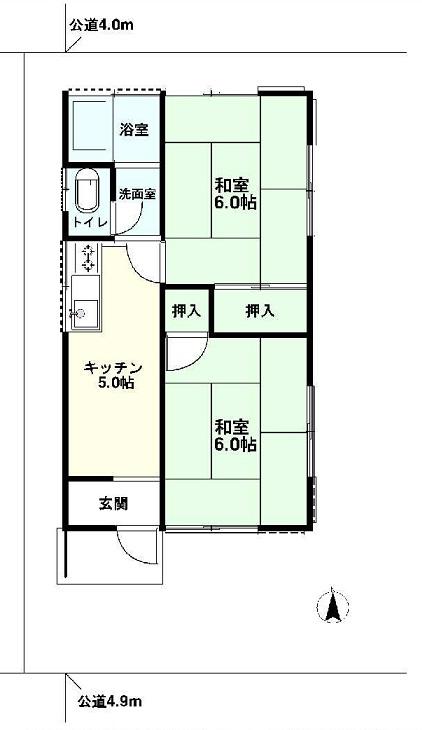 Floor plan. 10.5 million yen, 2K, Land area 62.3 sq m , Building area 37.26 sq m