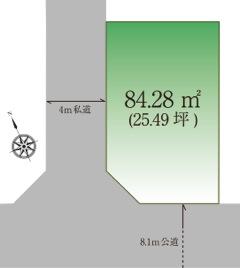 Compartment figure. Land price 14.8 million yen, Land area 84.28 sq m