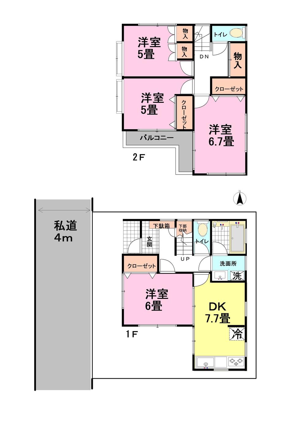 Floor plan. 13.8 million yen, 4DK, Land area 72.73 sq m , Building area 81.41 sq m
