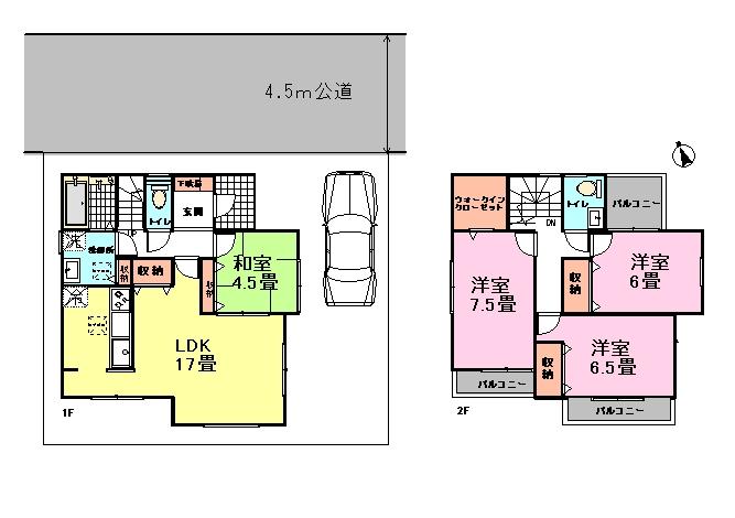 Floor plan. 31,800,000 yen, 4LDK + 2S (storeroom), Land area 111.55 sq m , Building area 102.26 sq m