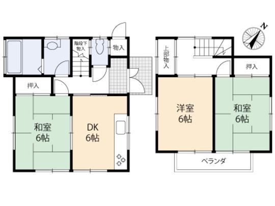 Floor plan. 7.8 million yen, 3DK, Land area 98.35 sq m , Building area 62.93 sq m floor plan