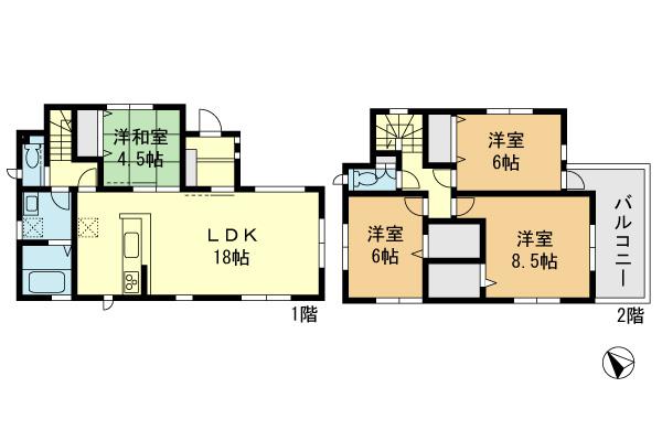 Floor plan. 34,800,000 yen, 4LDK, Land area 115 sq m , Building area 101.84 sq m