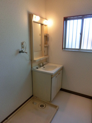 Washroom. This basin space with a window!