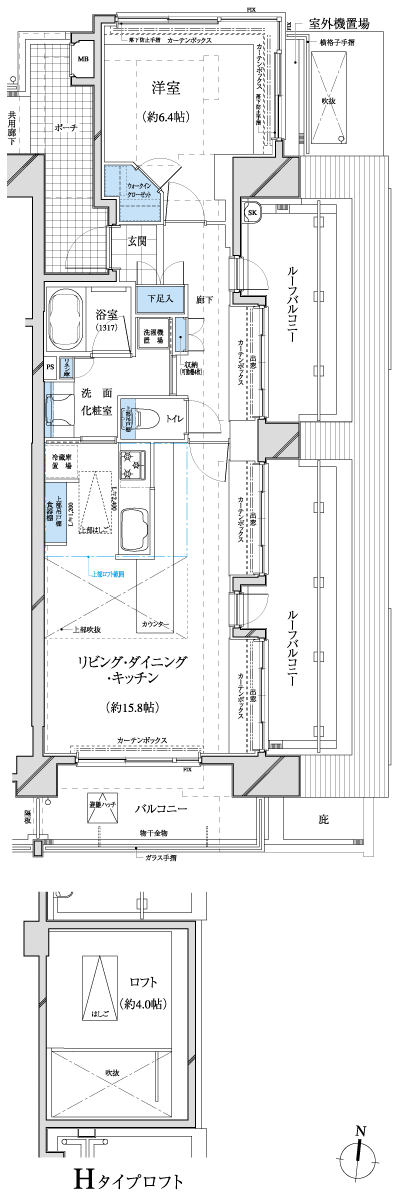 Floor: 1LDK + loft + SIC + WIC, the area occupied: 53.5 sq m