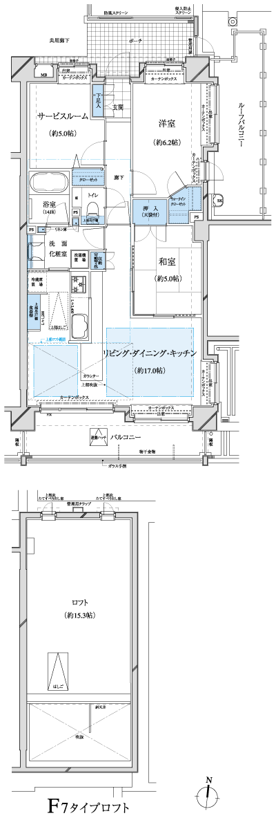 Floor: 2LDK + S + loft + WIC, the occupied area: 71.82 sq m
