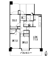 Floor: 2LDK + S + WIC, the occupied area: 72.06 sq m