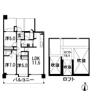 Floor: 3LDK + loft + WIC, the occupied area: 72.06 sq m