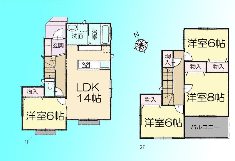 Floor plan. 22,800,000 yen, 4LDK, Land area 99.16 sq m , Building area 96.88 sq m