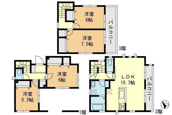Floor plan. 24,800,000 yen, 4LDK, Land area 73.46 sq m , Building area 113.43 sq m