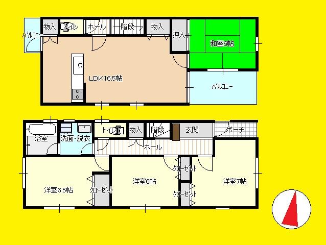 Floor plan. 30,800,000 yen, 4LDK, Land area 100.14 sq m , It is a building area of 99.71 sq m Zenshitsuminami direction