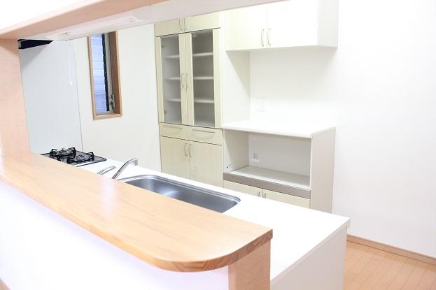 Kitchen. Consumer electronics with storage cupboard at the back kitchen