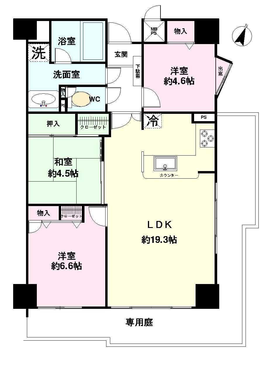 Floor plan. 3LDK, Price 17.4 million yen, Occupied area 80.05 sq m