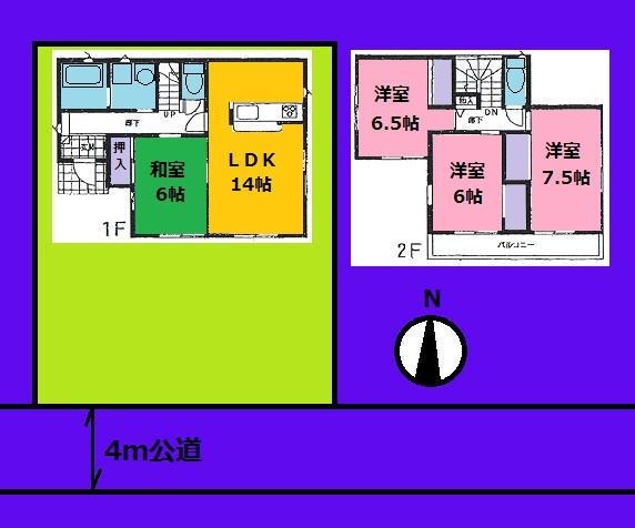 Floor plan. 28.8 million yen, 4LDK, Land area 139.09 sq m , Building area 94.77 sq m