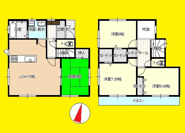 Floor plan. (Building 2), Price 33,800,000 yen, 4LDK, Land area 120.3 sq m , Building area 96.05 sq m