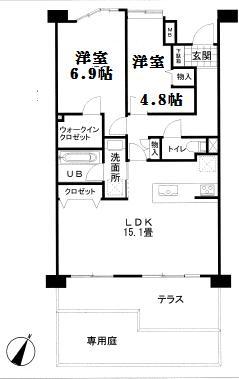 Floor plan. 2LDK, Price 18,800,000 yen, Occupied area 62.28 sq m