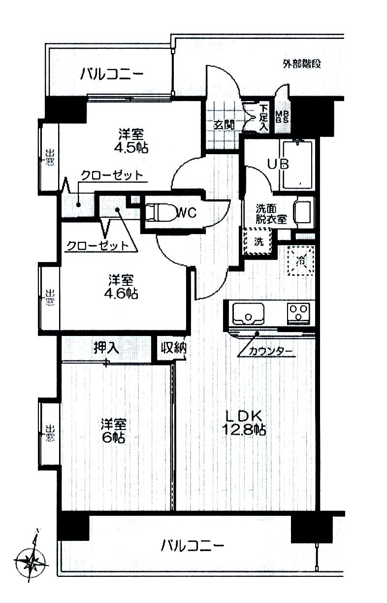 Floor plan. 3LDK, Price 18.9 million yen, Footprint 60.6 sq m , Balcony area 11.7 sq m