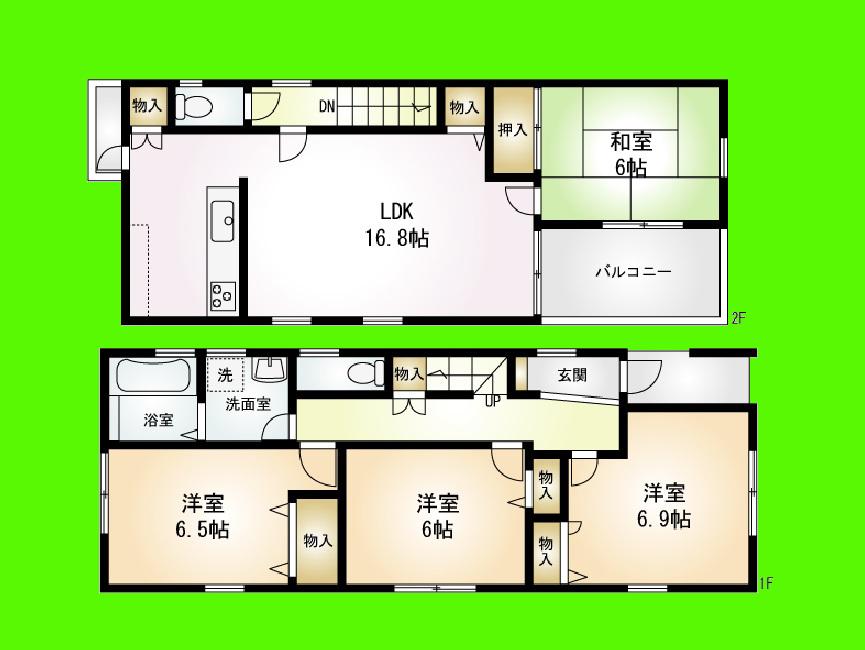 Floor plan. 29,800,000 yen, 4LDK, Land area 100.15 sq m , Building area 99.71 sq m Zenshitsuminami direction ・ This spacious house light of all the living room 6 tatami mats or more !!'s Mr. and day plug !!