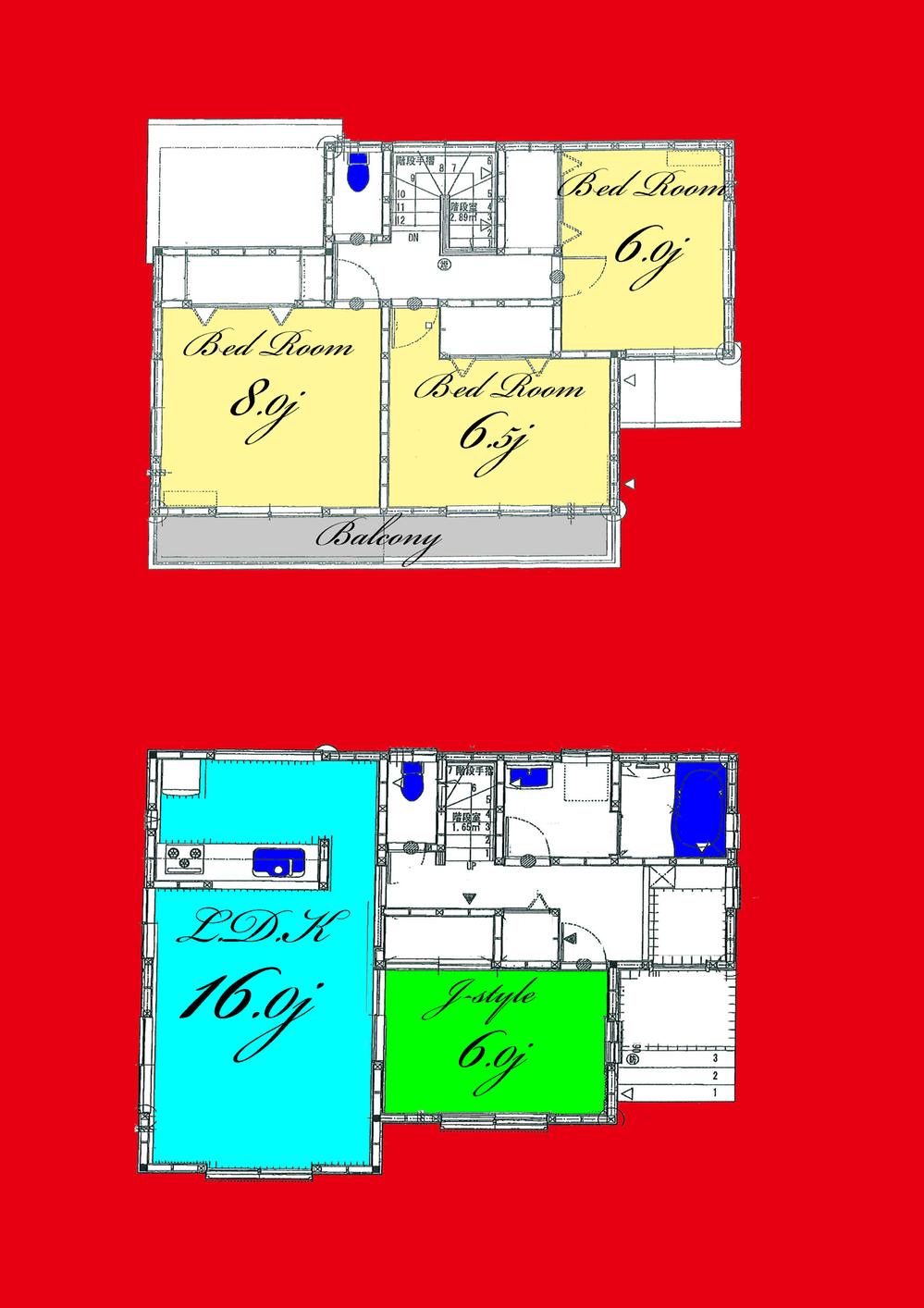 Floor plan. (1 Building), Price 42,800,000 yen, 4LDK, Land area 155.44 sq m , Building area 104.33 sq m