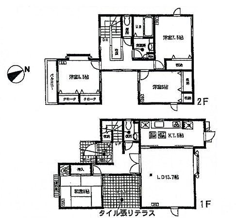 Floor plan. 25 million yen, 4LDK, Land area 177.05 sq m , Building area 122.96 sq m