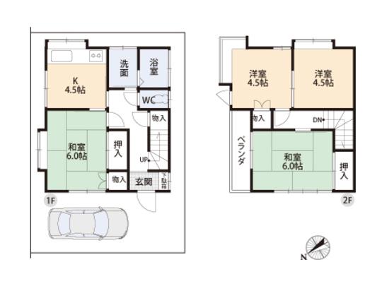Floor plan. 12.8 million yen, 4K, Land area 69.55 sq m , Building area 66.24 sq m floor plan