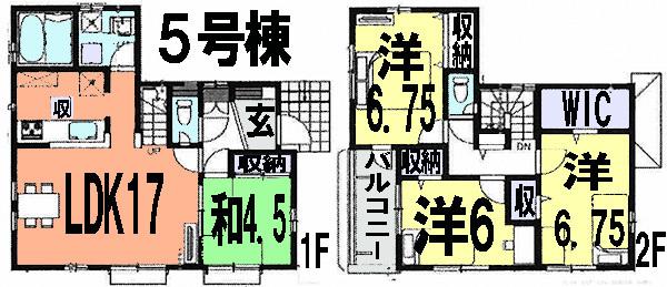 Floor plan. (5 Building), Price 31,900,000 yen, 4LDK, Land area 100.86 sq m , Building area 100.08 sq m