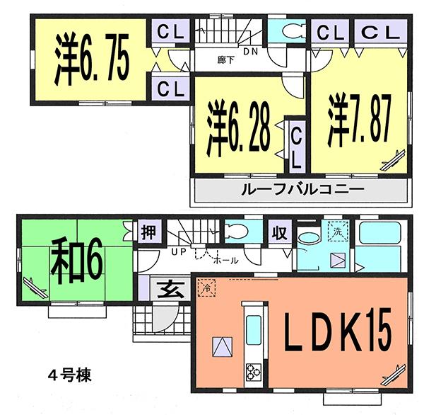 Floor plan. (4 Building), Price 36.5 million yen, 4LDK, Land area 150.22 sq m , Building area 99.99 sq m