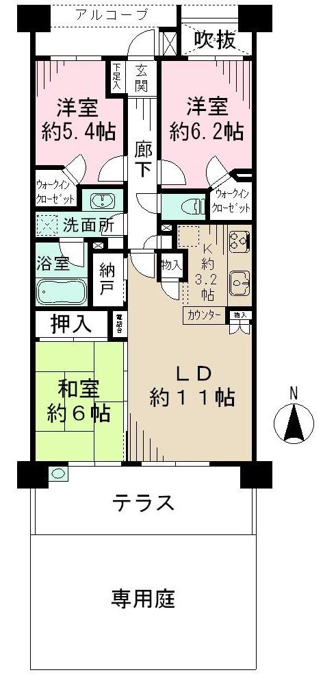 Floor plan. 3LDK, Price 25 million yen, Occupied area 75.28 sq m