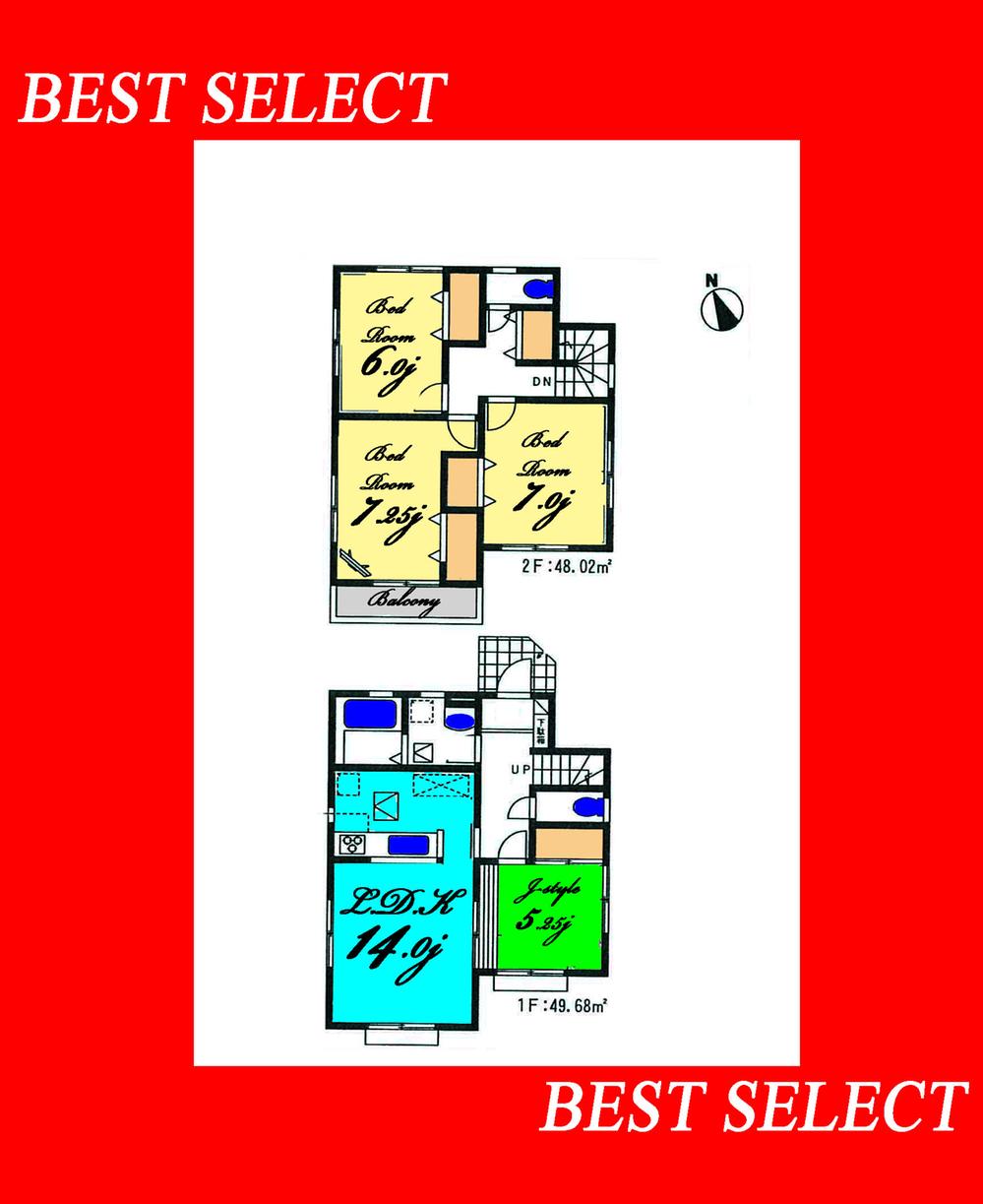 Floor plan. (1 Building), Price 25,800,000 yen, 4LDK, Land area 105.14 sq m , Building area 97.7 sq m