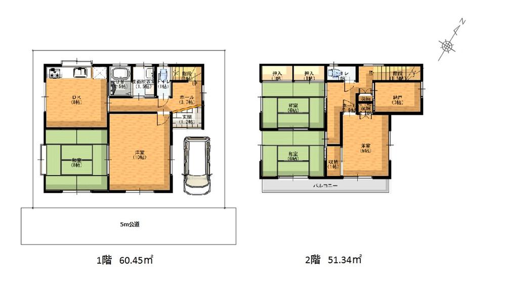 Floor plan. 13.8 million yen, 5DK + S (storeroom), Land area 100.59 sq m , Building area 111.79 sq m