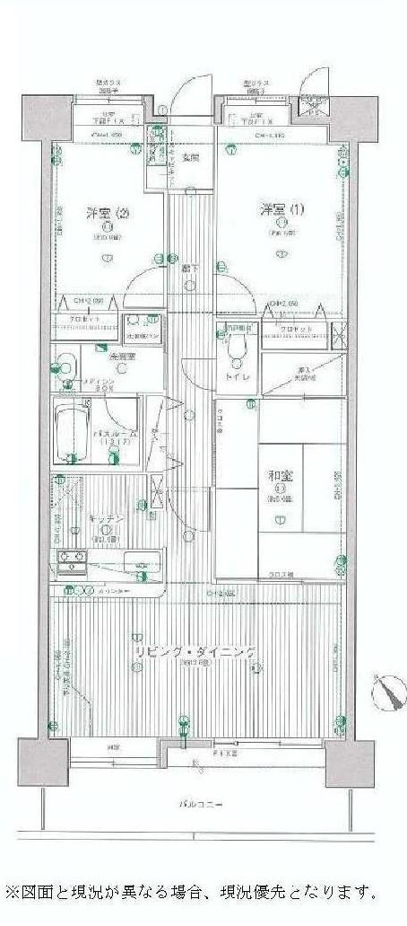 Floor plan. 3LDK, Price 22,400,000 yen, Footprint 72.9 sq m , Balcony area 9.88 sq m