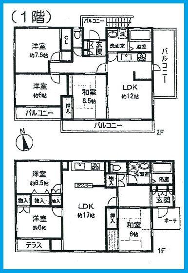 Floor plan. 33,500,000 yen, 6LLDDKK, Land area 192.58 sq m , Building area 167.05 sq m