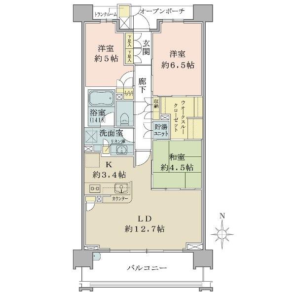 Floor plan. 3LDK, Price 33,900,000 yen, Occupied area 76.11 sq m , Balcony area 11.52 sq m